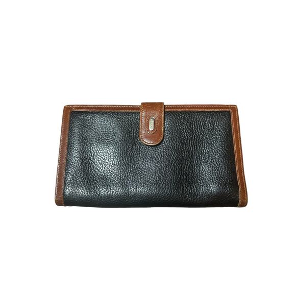 Vintage Bally wallet with multiple card slots black with brown trim Leather rare - Picture 1 of 16